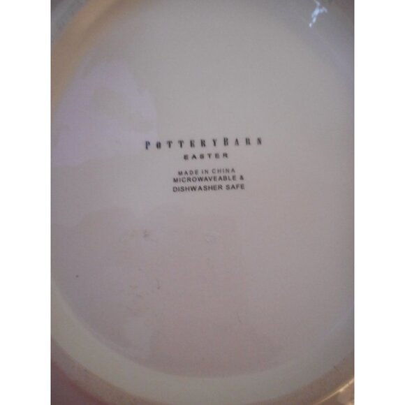 Pottery Barn Easter 8" Egg Plate 4Pc Set Pink Blue Green Yellow Spring Embossed - Picture 4 of 4